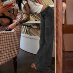 Women's High-Waisted Flared Jeans with Bell Bottoms, Subtle Embroidery & Extended Hem Fashion Glam