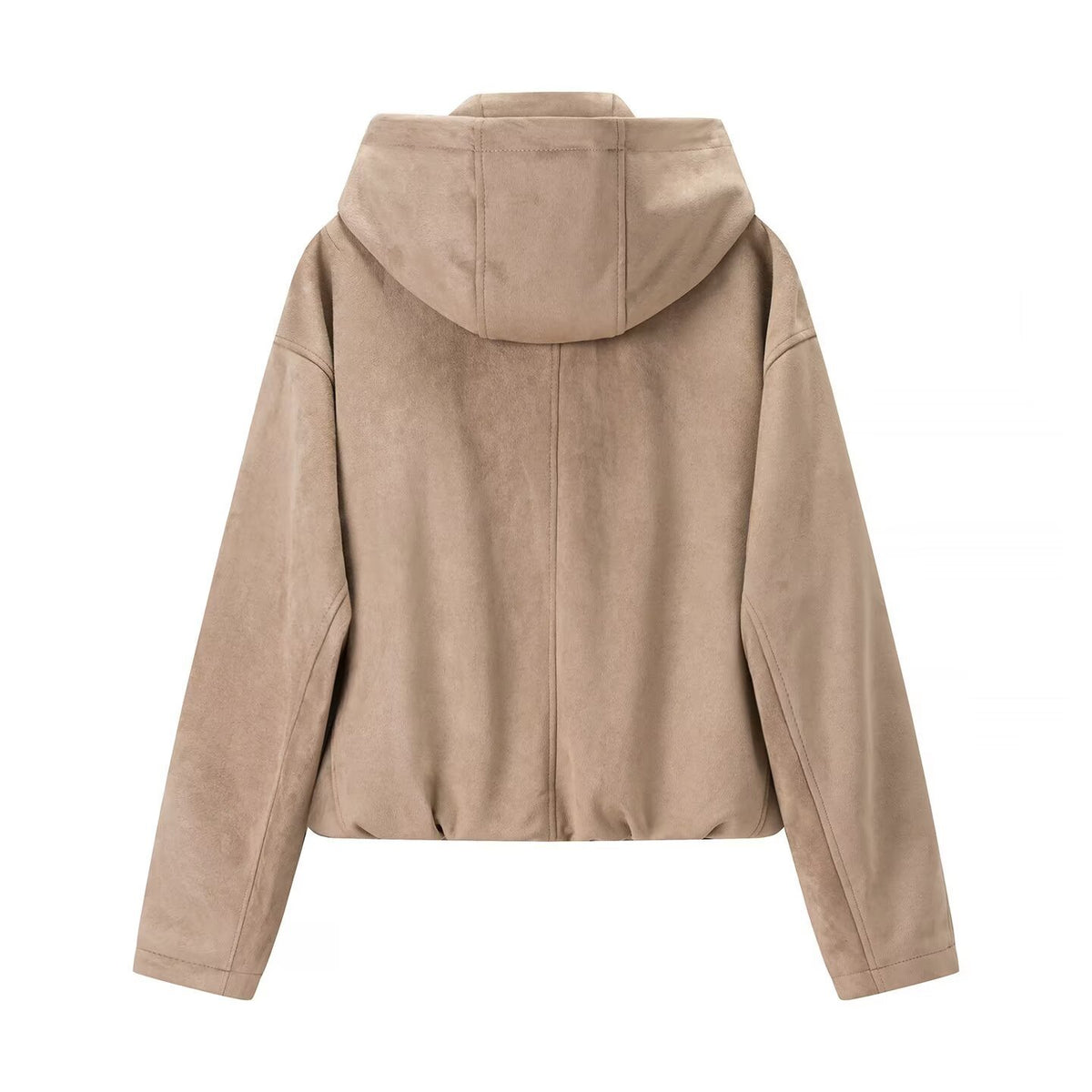 Women's short-cut velour hooded jacket with zipper and elastic hem Fashion Glam