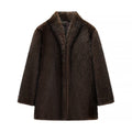 Women's short coat made of luxurious synthetic fur with straight cut Fashion Glam