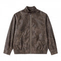 Men's short jacket made of suede-look material with stand-up collar, raglan sleeves, and elastic hem Fashion Glam