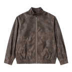 Men's short jacket made of suede-look material with stand-up collar, raglan sleeves, and elastic hem Fashion Glam