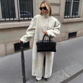 Women's Cozy Longline Teddy Coat with Clean-Cut Silhouette and Hidden Snap Placket Fashion Glam