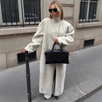 Women's Cozy Longline Teddy Coat with Clean-Cut Silhouette and Hidden Snap Placket Fashion Glam