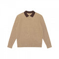 Men's Long-Sleeved Polo Sweater made of fine rib knit with contrasting collar Fashion Glam