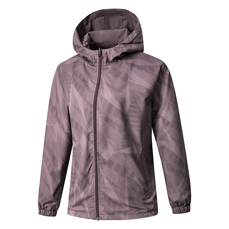 Women Lightweight Technical Hooded Jacket Water-Repellent with Full Zip and Elastic Cuffs Fashion Glam