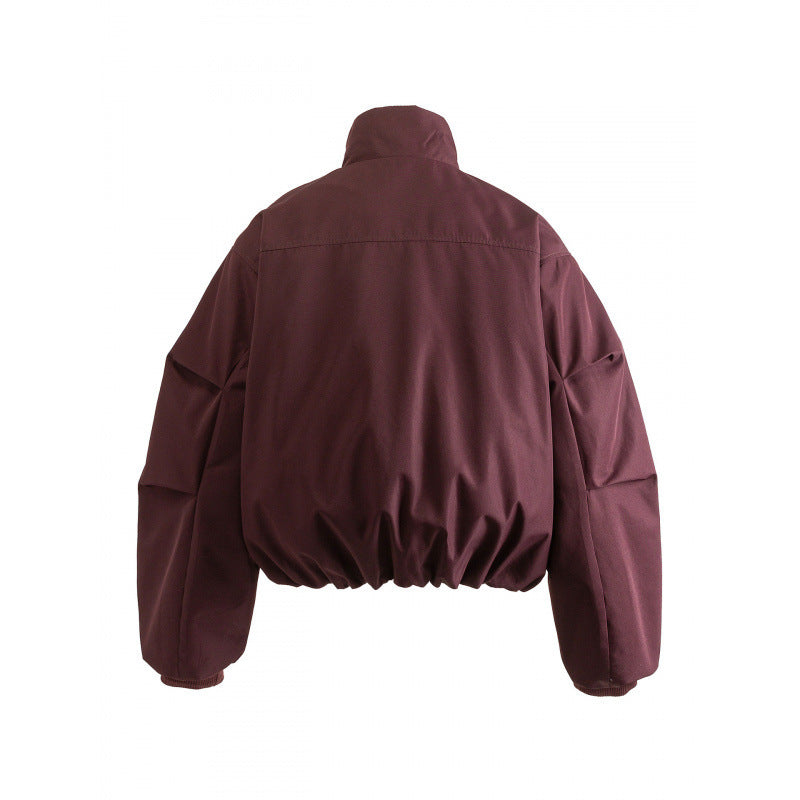 Unisex Boxy quilted bomber jacket with high stand-up collar and flap pockets Fashion Glam