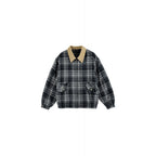 Unisex Checkered Boxy Over Shirt Jacket with Corduroy Collar, Concealed Zipper and Patch Flap Pockets Fashion Glam