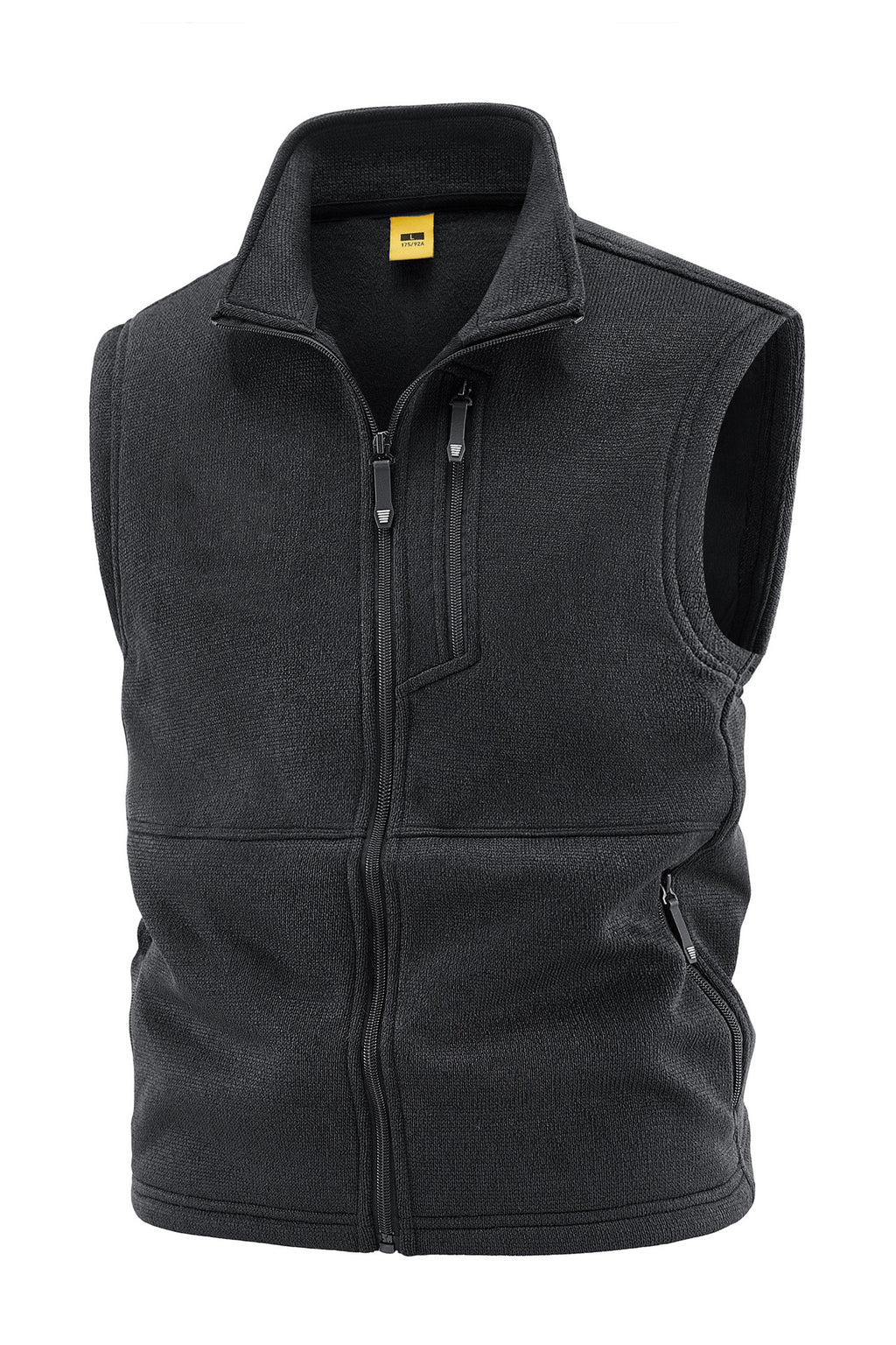 Men's fleece vest with high stand collar, chest zipper and side pockets Fashion Glam