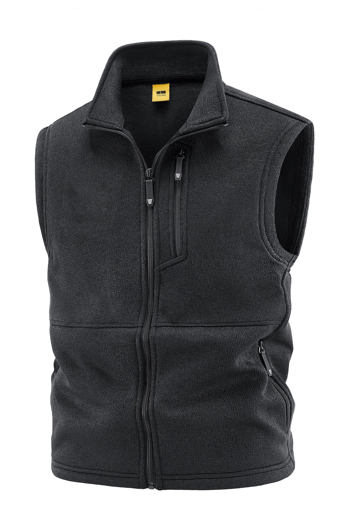 Men's fleece vest with high stand collar, chest zipper and side pockets Fashion Glam