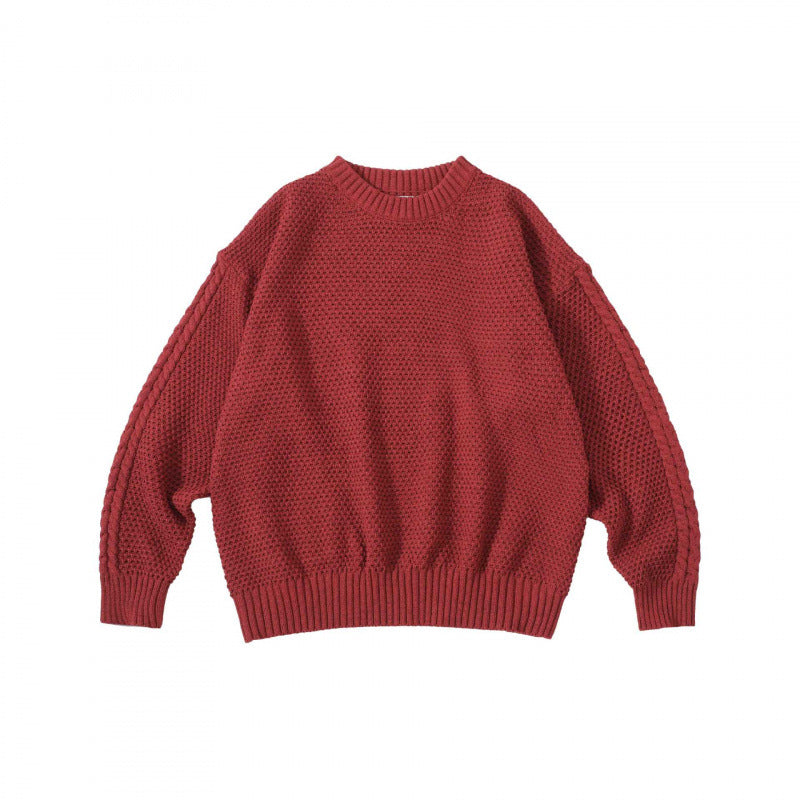 Unisex Oversize Chunky Knit Sweater with Cable Sleeves and Round Neckline Fashion Glam