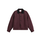 Men's Boxy Canvas Jacket with Cord Collar and Concealed Button Placket Fashion Glam