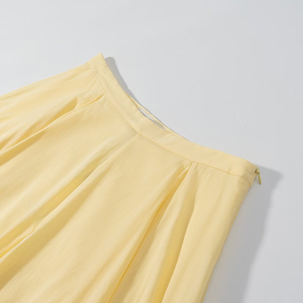Women's Flowing A-Line Maxi Skirt with Fine Pleats and High Waist Fashion Glam
