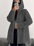 Women's Hooded Teddy Coat with Button Placket and Oversized Fit Fashion Glam