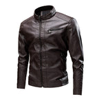Men's Slim-Fit Biker Jacket in Leather Look with Stand-Up Collar and Quilted Shoulder Area Fashion Glam