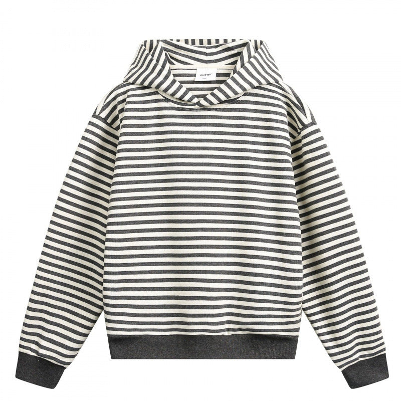 Unisex Striped Oversize Hoodie made of Cotton Blend with Ribbed Cuffs Fashion Glam