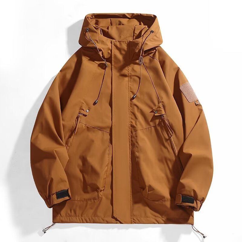 Men's Urban Utility Softshell Parka with Drawstring, Velcro Sleeves and Concealed Zippers Fashion Glam