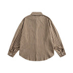 Unisex Oversized Shirt in Striped Relaxed Fit with Chest Pocket and Curved Hem Fashion Glam