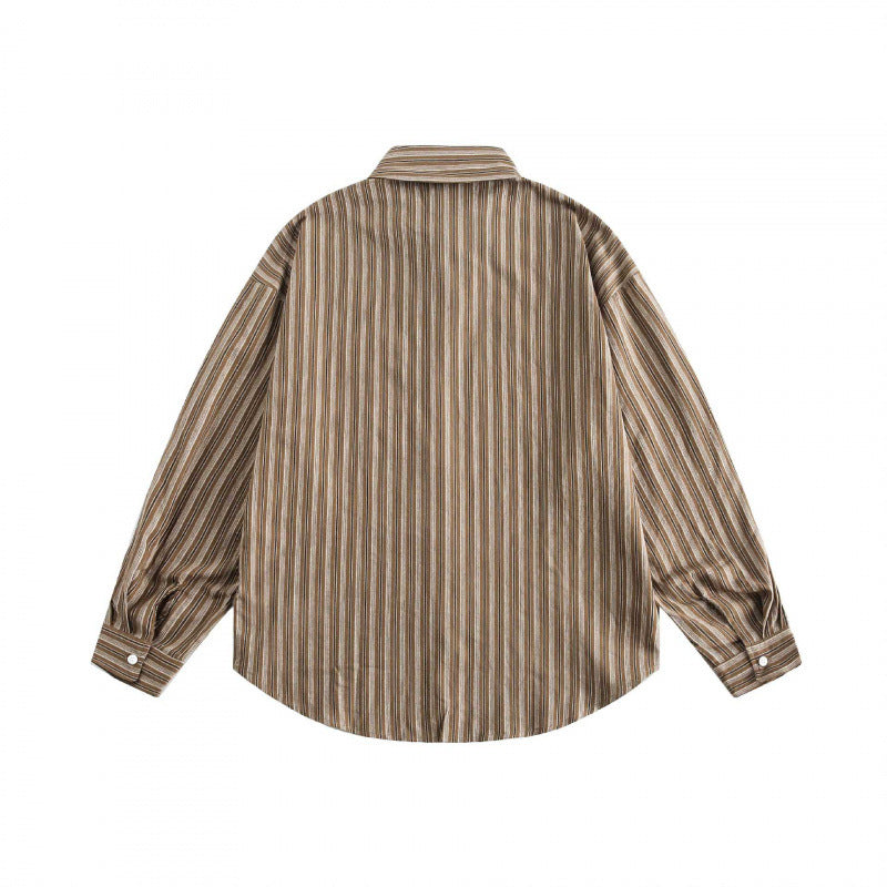 Unisex Oversized Shirt in Striped Relaxed Fit with Chest Pocket and Curved Hem Fashion Glam
