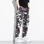 Men's Camouflage Cargo Jogging Pants with Tapered Cut, Elastic Waistband, and Multifunctional Pockets Fashion Glam