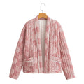 Women's quilted kimono jacket with floral all-over print Fashion Glam
