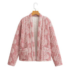 Women's quilted kimono jacket with floral all-over print Fashion Glam