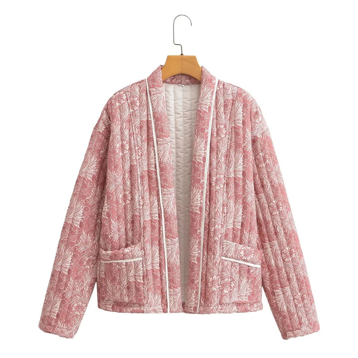 Women's quilted kimono jacket with floral all-over print Fashion Glam