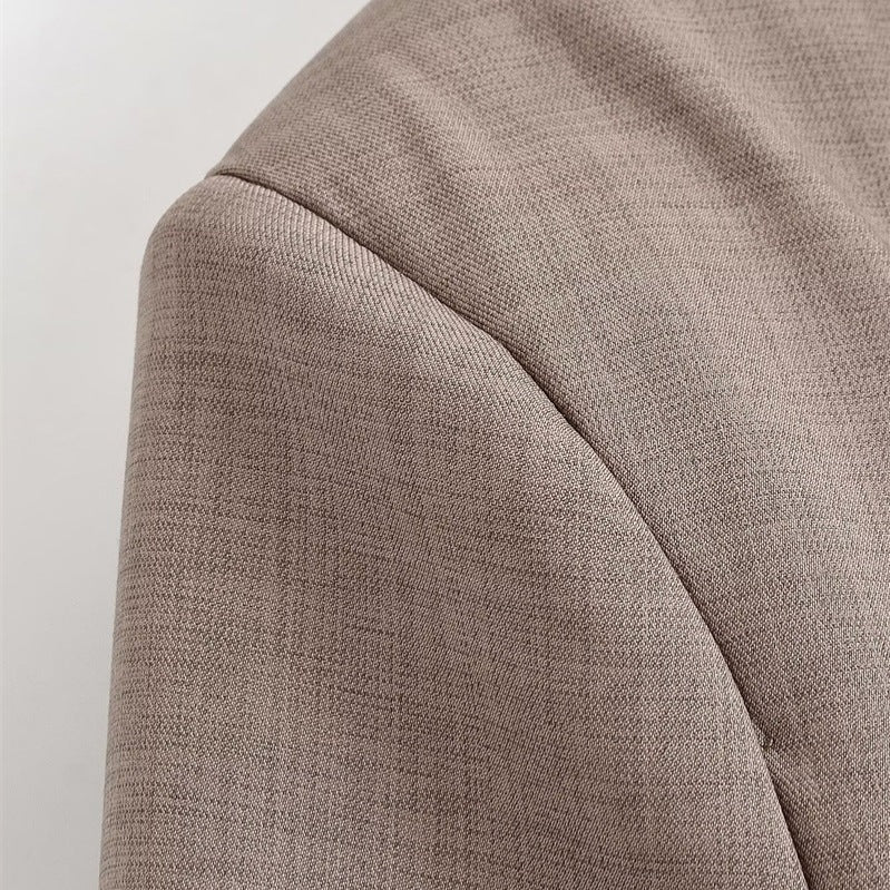 Women's Tailored Short Blazer with Decorative Double Button Placket and Shaped Hem Fashion Glam