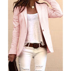 Women Tailored Single-Button Blazer with Patch Pockets Fashion Glam