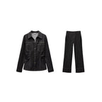 Women's high-waisted wide flare trousers in corduroy look with visible center seam and wide cuff Fashion Glam