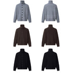 Unisex Boxy cardigan with shirt collar, ribbed texture and continuous button placket Fashion Glam