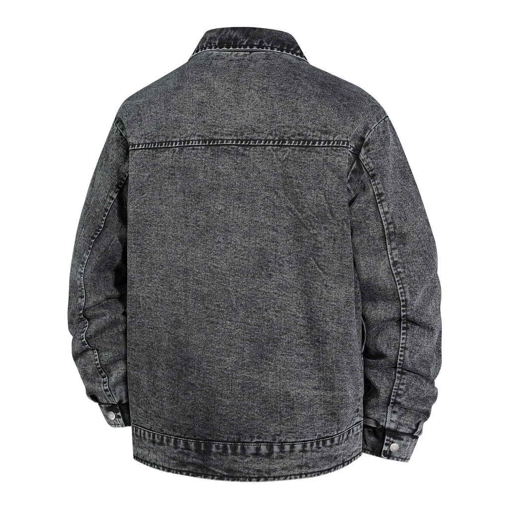 Men's Oversized Denim Jacket with Stonewash Effect and Patch Pockets Fashion Glam