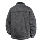 Men's Oversized Denim Jacket with Stonewash Effect and Patch Pockets Fashion Glam