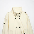 Women’s short coat in trench coat style with double breasted and waist belt Fashion Glam