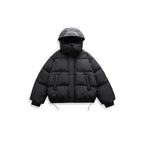 Unisex Short Padded Jacket with Hood, High Stand-Up Collar, and Adjustable Hem Fashion Glam