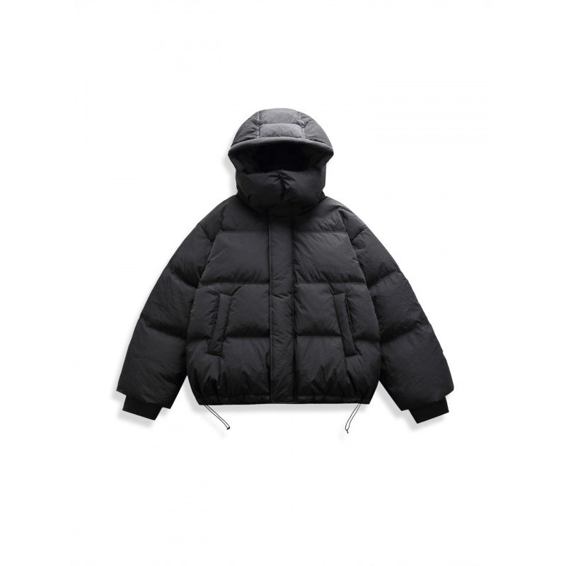 Unisex Short Padded Jacket with Hood, High Stand-Up Collar, and Adjustable Hem Fashion Glam