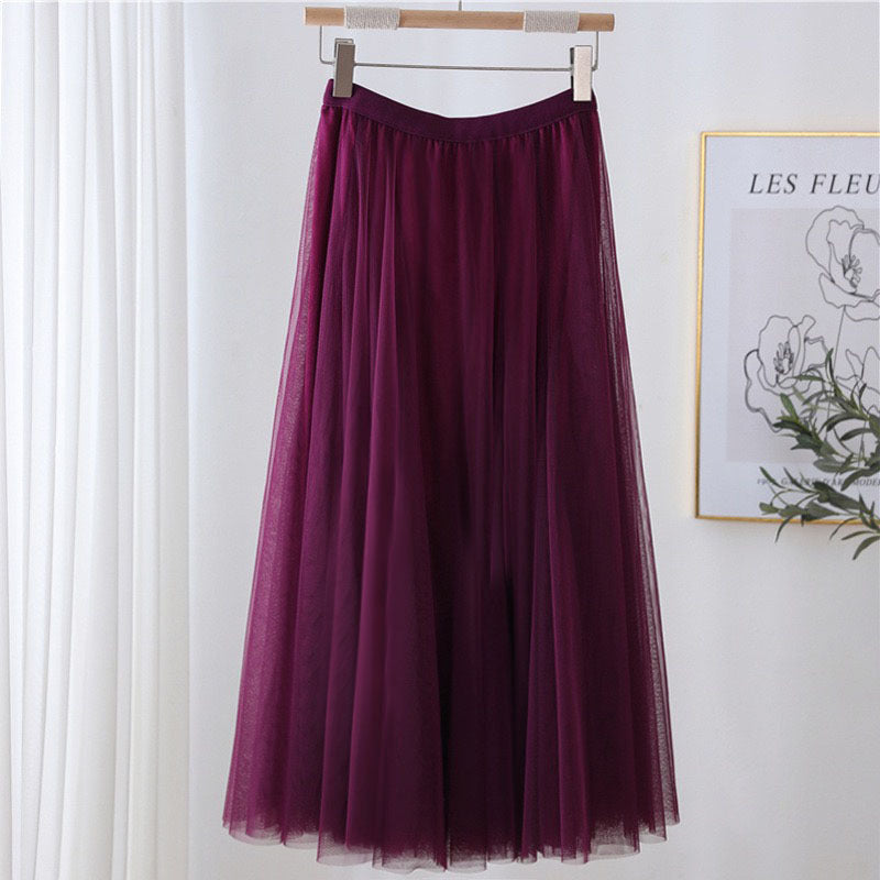 Women's Tulle Skirt Layered Floor-Length A-Line Elastic Waistband