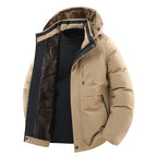 Men's Thermally Insulated Quilted Jacket with Faux Fur Lining and Hood Fashion Glam