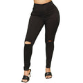 Women's Waist-Cinching Superstretch Skinny Jeans with Knee Cutouts Fashion Glam