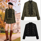 Women’s short military-style jacket with decorative cords and stand-up collar Fashion Glam