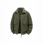 Men's Military Inspired Thermal Bomber Jacket with Teddy Lining, Arm Pocket and Snap Flap Pockets Fashion Glam
