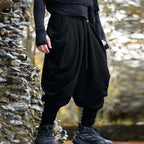 Men's nan avant-garde harem pants with wrap front, elastic waistband, and slim lower leg Fashion Glam