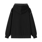 Women's Oversize Hoodie with Metal Stud Trim and Balloon Sleeves Fashion Glam