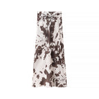 Women's loosely cut shirt blouse with cow spot print and concealed button placket Fashion Glam