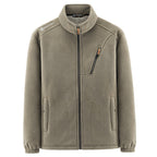 Men's Warm Microfleece Outdoor Jacket with Chest Zipper, Side Pockets and Stand-Up Collar Fashion Glam