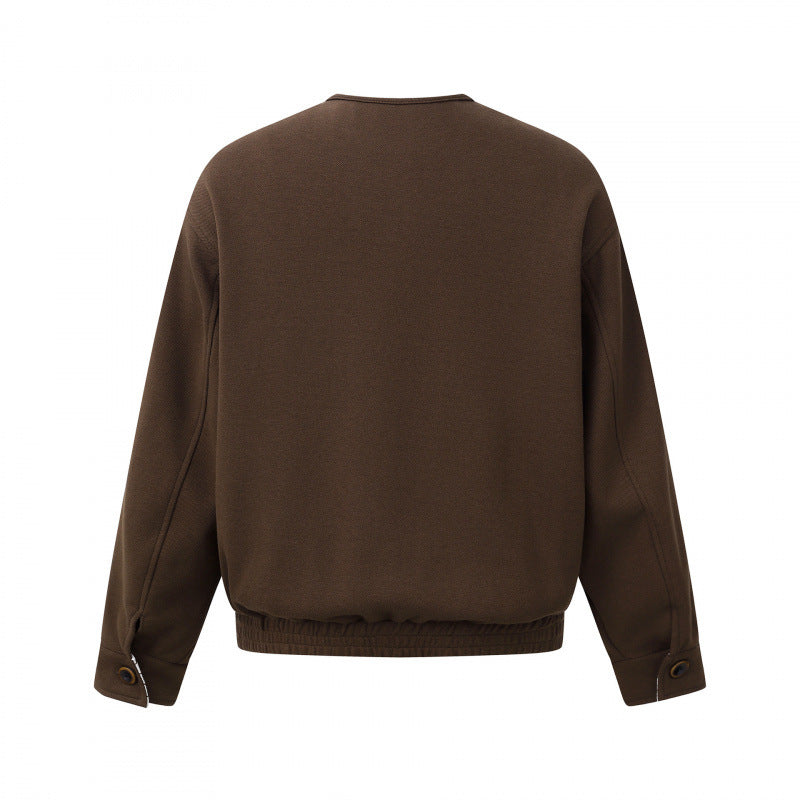 Men's short jacket without collar with striped inner lining and elastic hem Fashion Glam