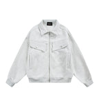 Unisex Zip Sweat Jacket with Patch Chest Flaps and Ribbed Hem Fashion Glam