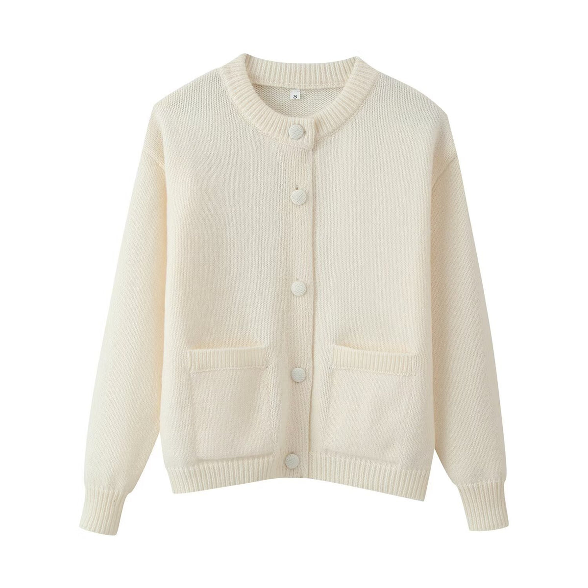 Women Oversize Knit Cardigan with Decorative Buttons and Patch Pockets Fashion Glam