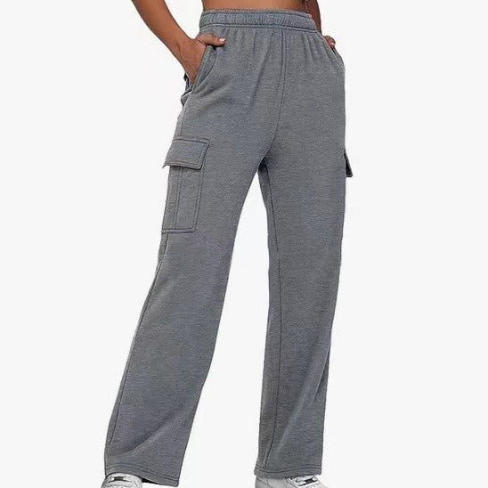 Women's cargo pants with wide leg, elastic waistband, and cargo pockets Fashion Glam
