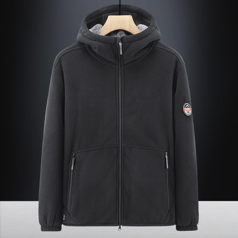 Men's Thermo-Fleece Hoodie with insulating Sherpa trim and concealed zip pockets Fashion Glam