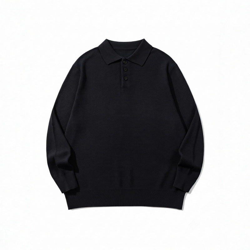 Unisex Boxy Fine Knit Polo Shirt with Henley Placket, Ribbed Cuffs and Raglan Sleeves Fashion Glam
